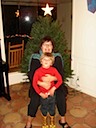 Dustin and Mom, getting ready for a Tree-trimming party.